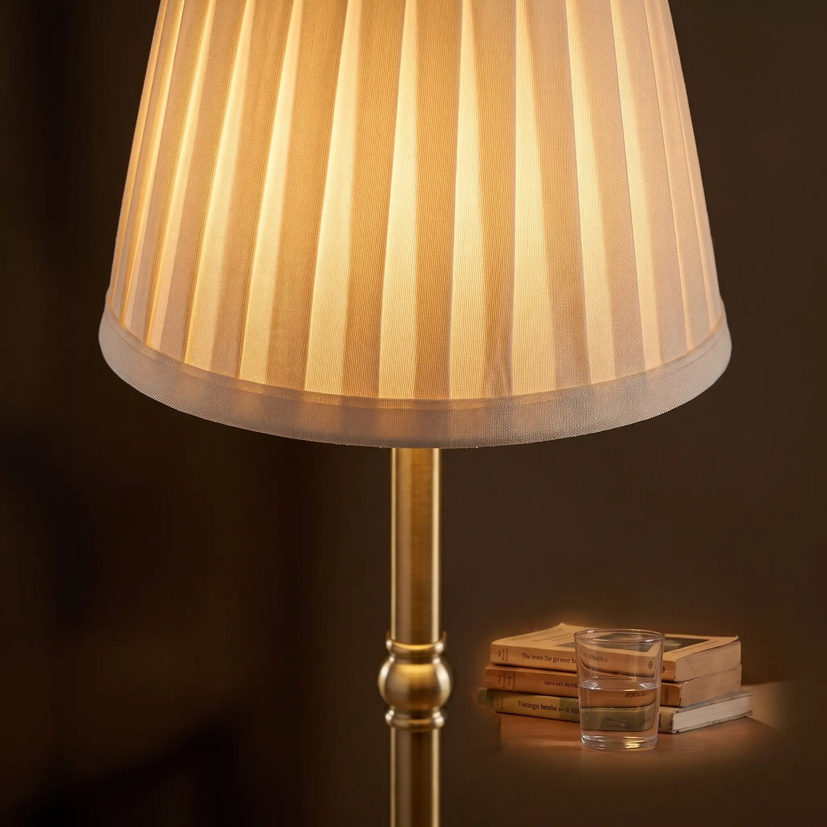 Close-up of the pleated fabric shade