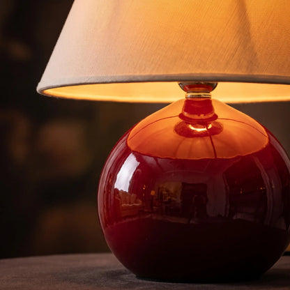 Close-up of the red ceramic ball base