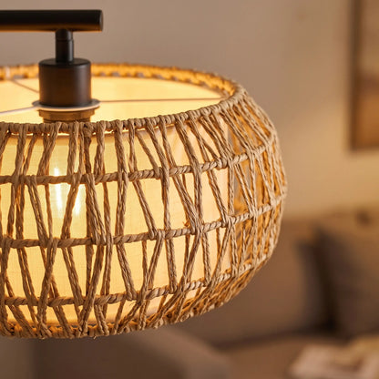 Close-up of the hand-woven paper rope shade