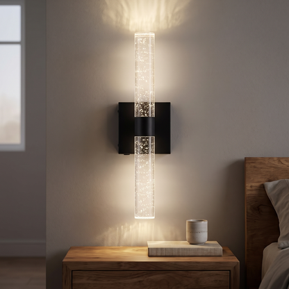 Square black crystal-effect rechargeable wall light