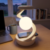 Floating Desk Lamp with Wireless Charger | Spiral RGB Night Light for Bedside, Desk & Gaming Setup | USB Powered, 5W Charging Pad, White or Grey, 22cm