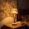 Water Ripple Lamp | Rechargeable Ocean Projector Lamp for Bedroom, Bedside & Living Room | Cordless, 16 Colours & Remote, Natural or Walnut Wood, 32cm