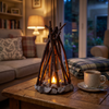 Bonfire Night Light | Rechargeable Twig Campfire Lamp with White Noise for Bedroom, Living Room & Shelf | Cordless Flicker LED, 16cm or 24.5cm