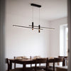 Dining Room Pendant Light | Modern Nordic LED Chandelier for Dining Table, Kitchen & Bar | 90cm Black or Gold Linear Bar, 26W Warm White or 3-Colour