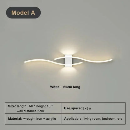 White 60cm slim LED wall sconce light modern aluminium